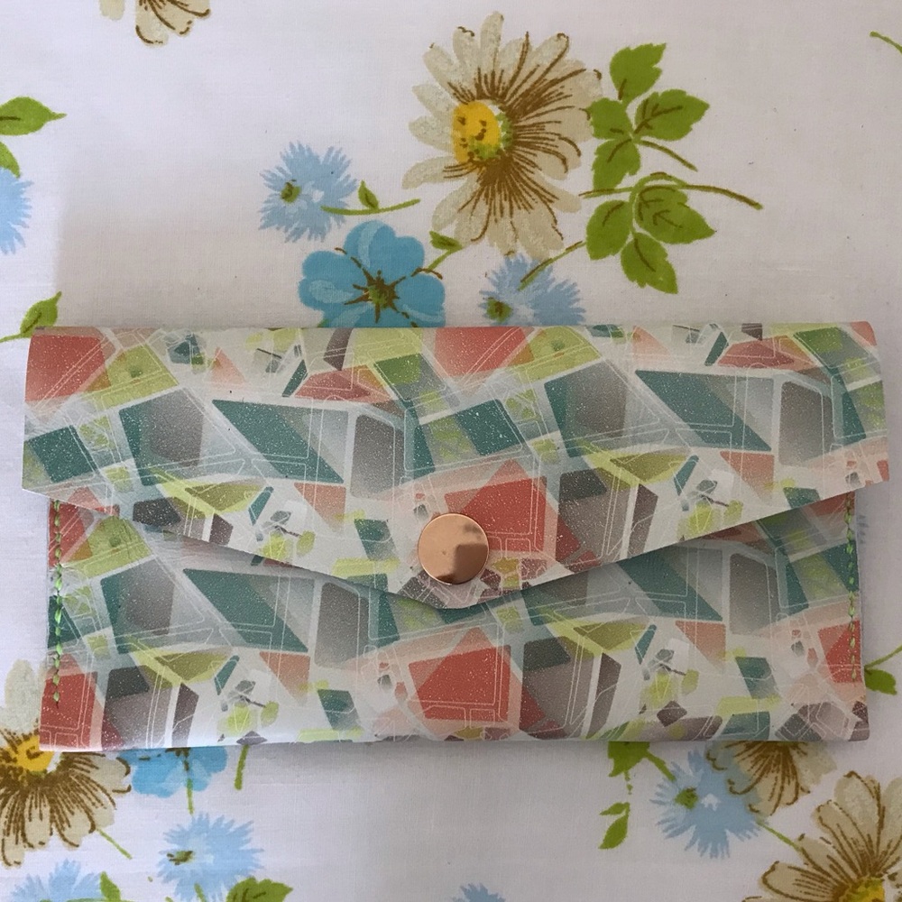 Hand Crafted Geometric Multicolor Wallet - Picture 3 of 5